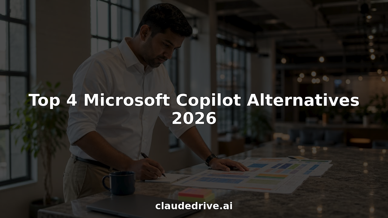 Professional reviewing Microsoft Copilot alternatives charts
