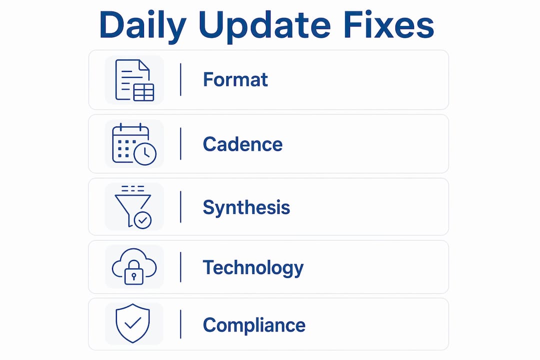 Infographic showing steps to fix daily update problem