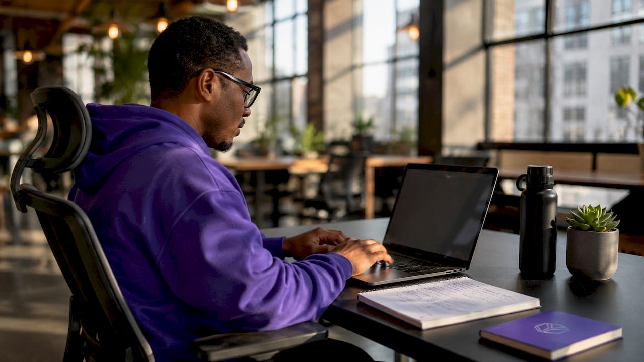 Founder working on laptop researching pricing models