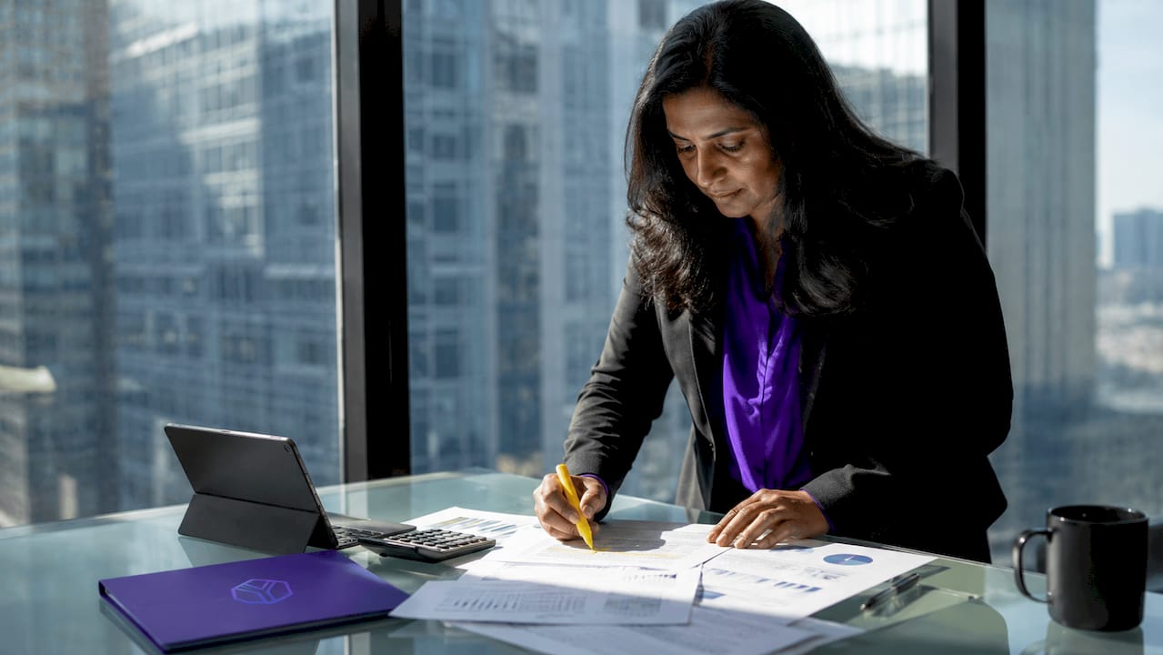 CFO reviewing data room financial documents