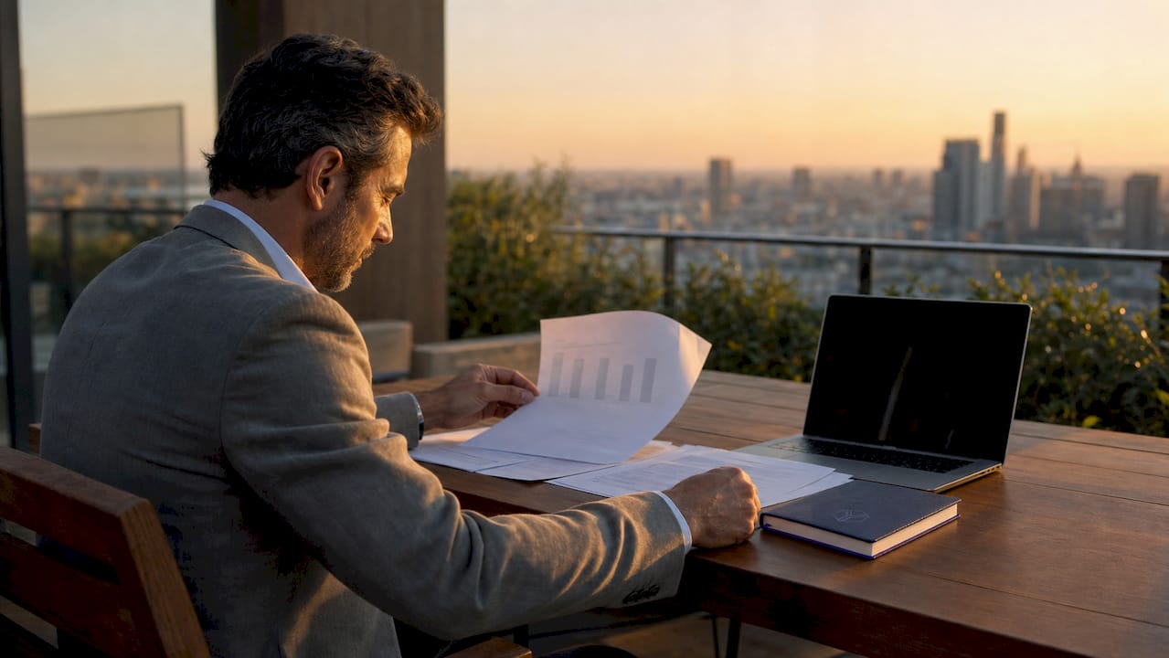 Hands flipping financial due diligence papers
