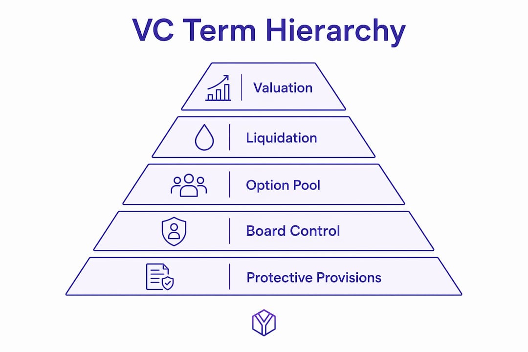 Hierarchy infographic of key venture capital terms