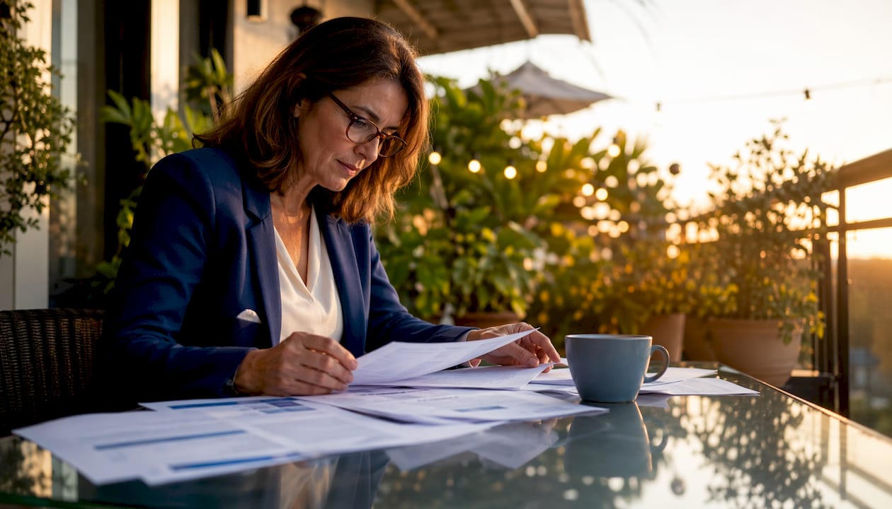 Executive reviewing AI briefing documents