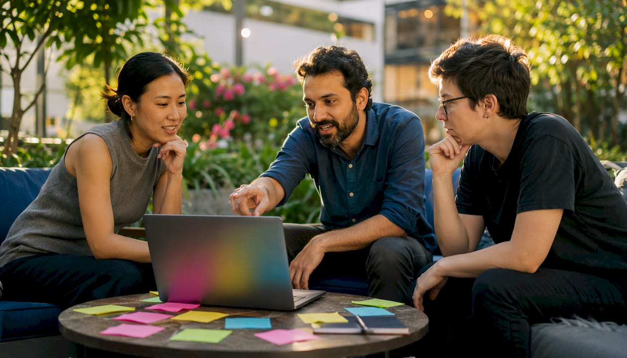 Team collaborating on AI briefing integration