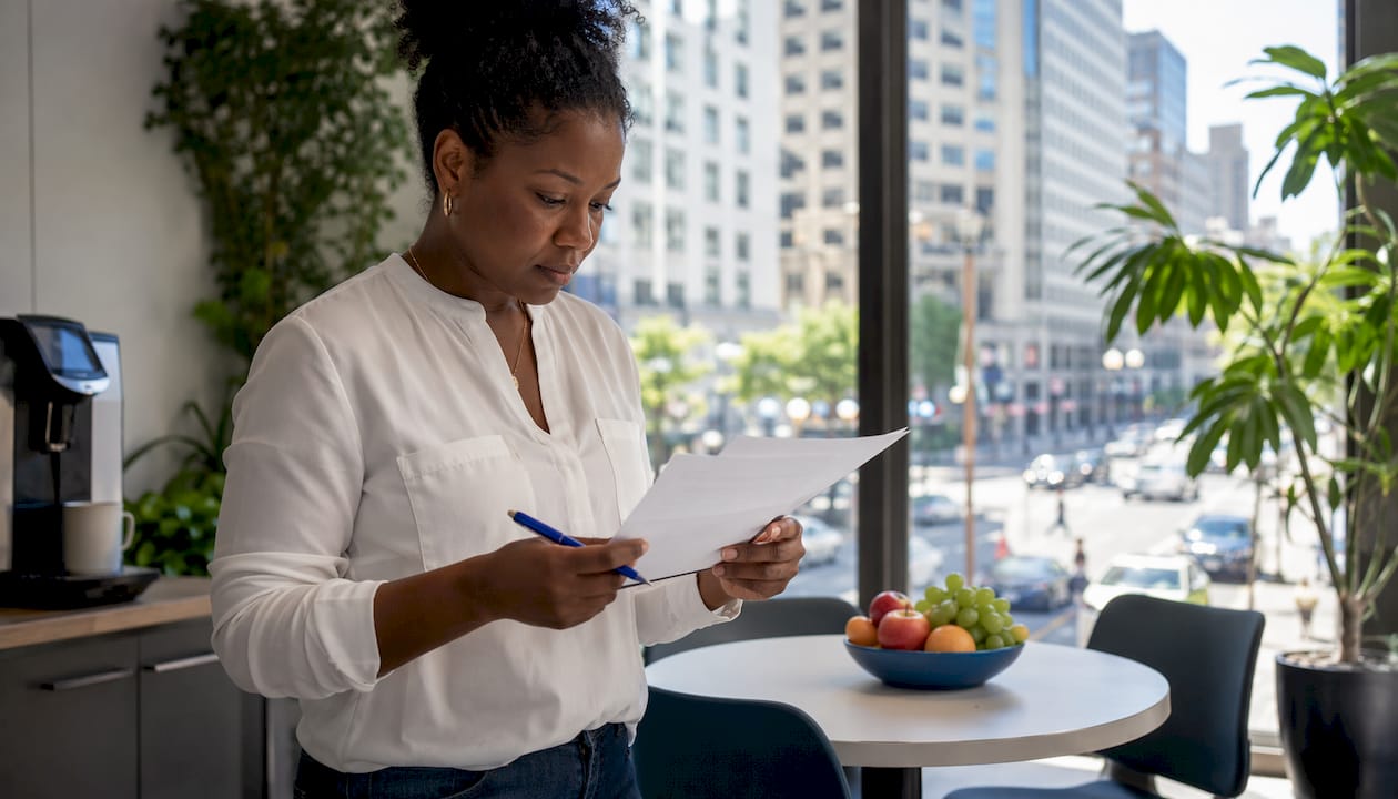 IT security professional reviewing access policy documents