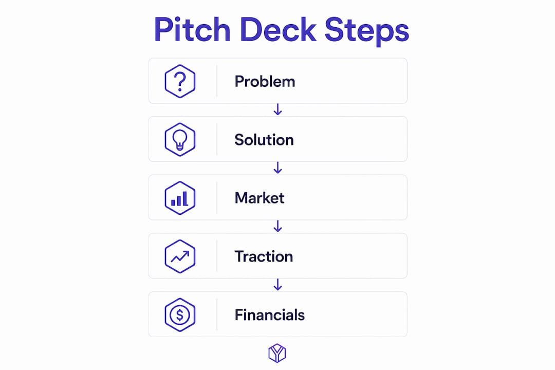 Infographic showing pitch deck narrative steps
