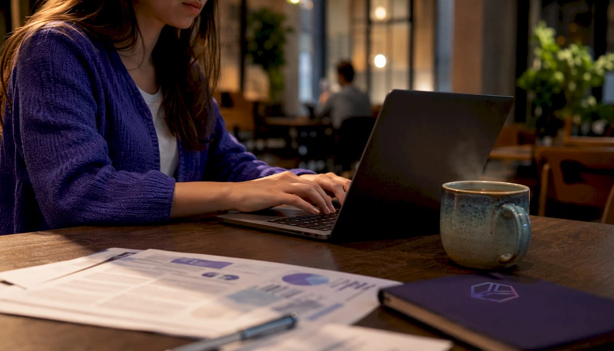 Entrepreneur typing investor outreach email at home desk