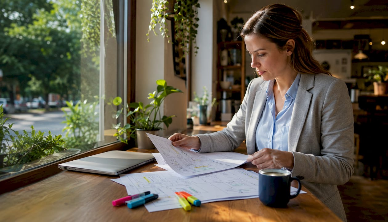 Product manager reviewing context layer diagrams