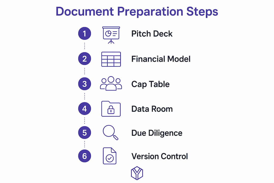 Infographic showing steps for preparing fundraising documents