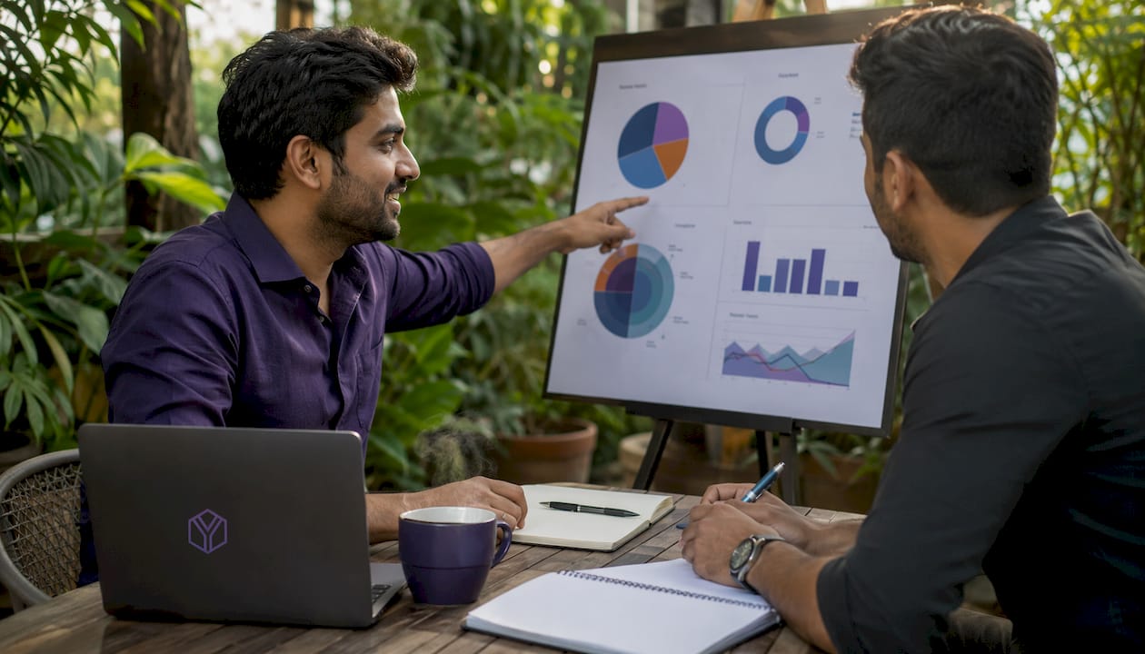 Entrepreneurs discussing market sizing