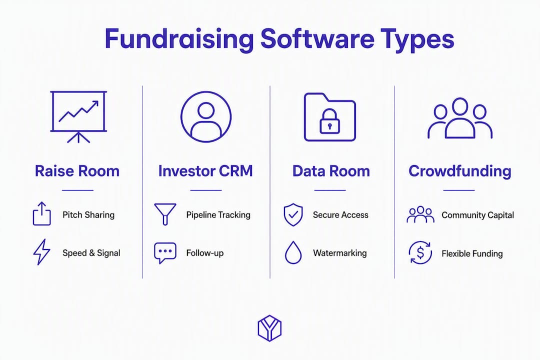 Infographic showing fundraising software categories comparison