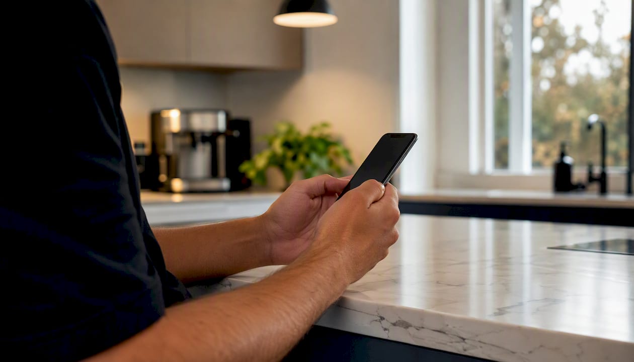 Founder checking pitch deck engagement on phone