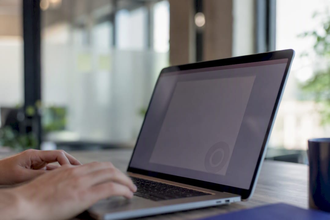 Laptop screen with visible watermark