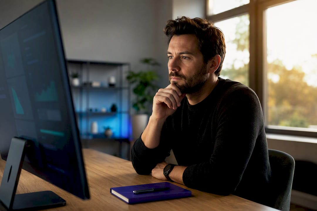 Founder reviewing pitch deck engagement data