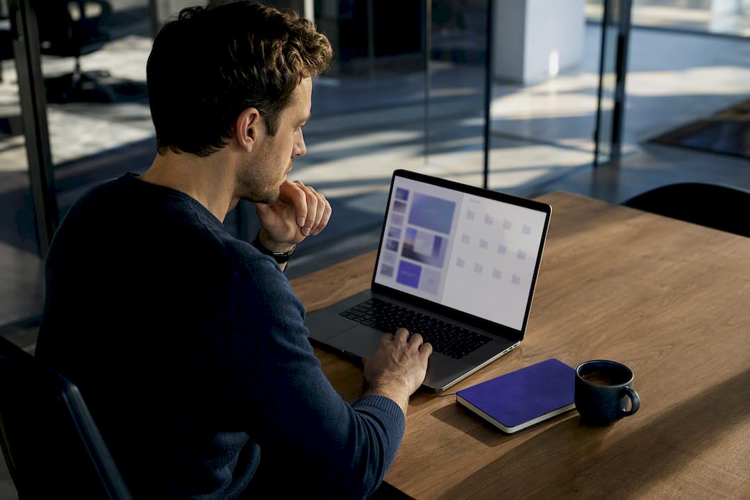 Founder comparing deck and data room views
