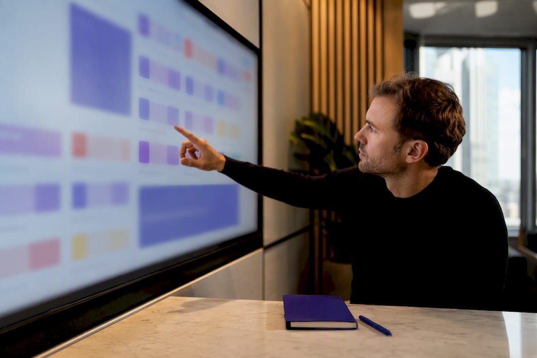 Founder reviewing slide engagement signals
