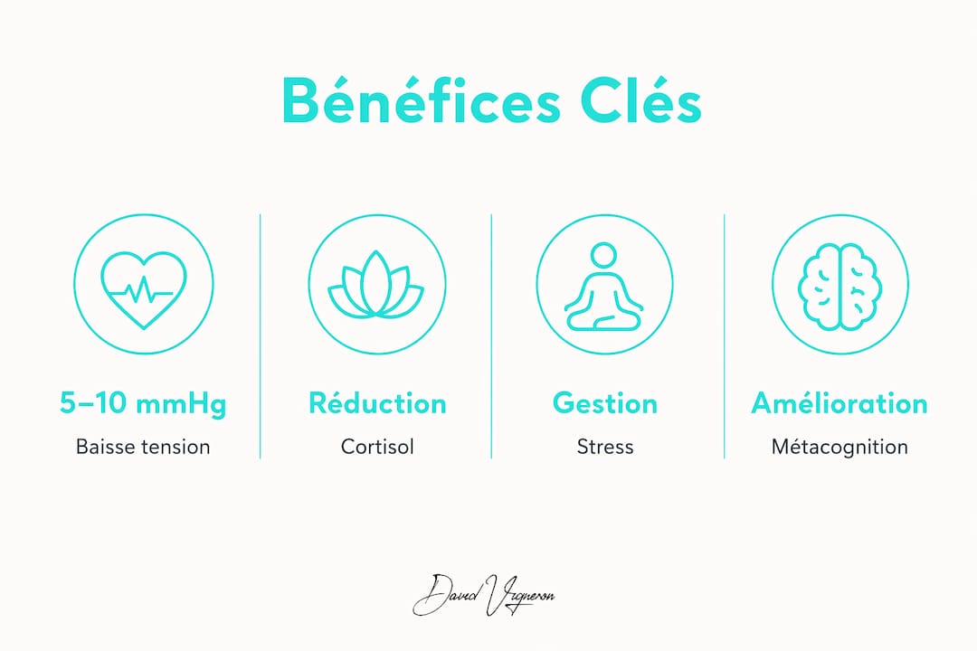 Découvrez en un coup d’œil les atouts majeurs de la cohérence cardiaque et de l’hypnose grâce à notre infographie, qui met en lumière leurs principaux bénéfices pour la santé.