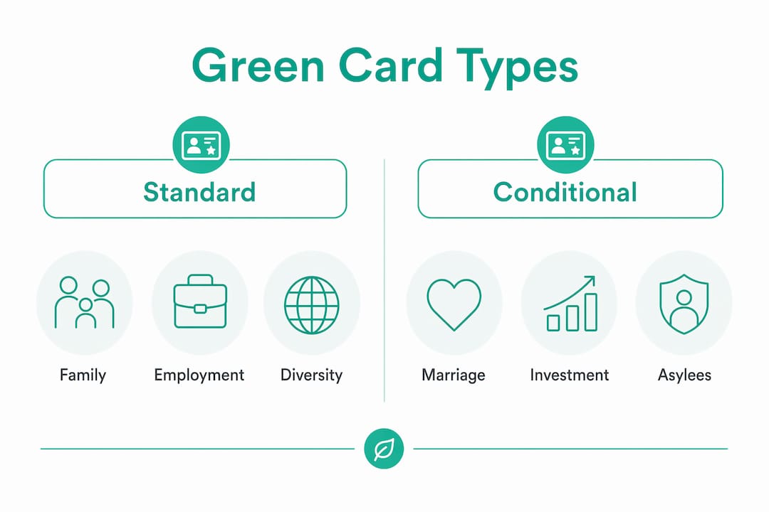 Infographic comparing green card types