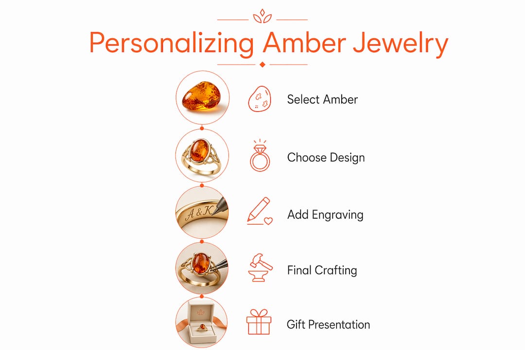 Infographic detailing personalized amber jewelry process