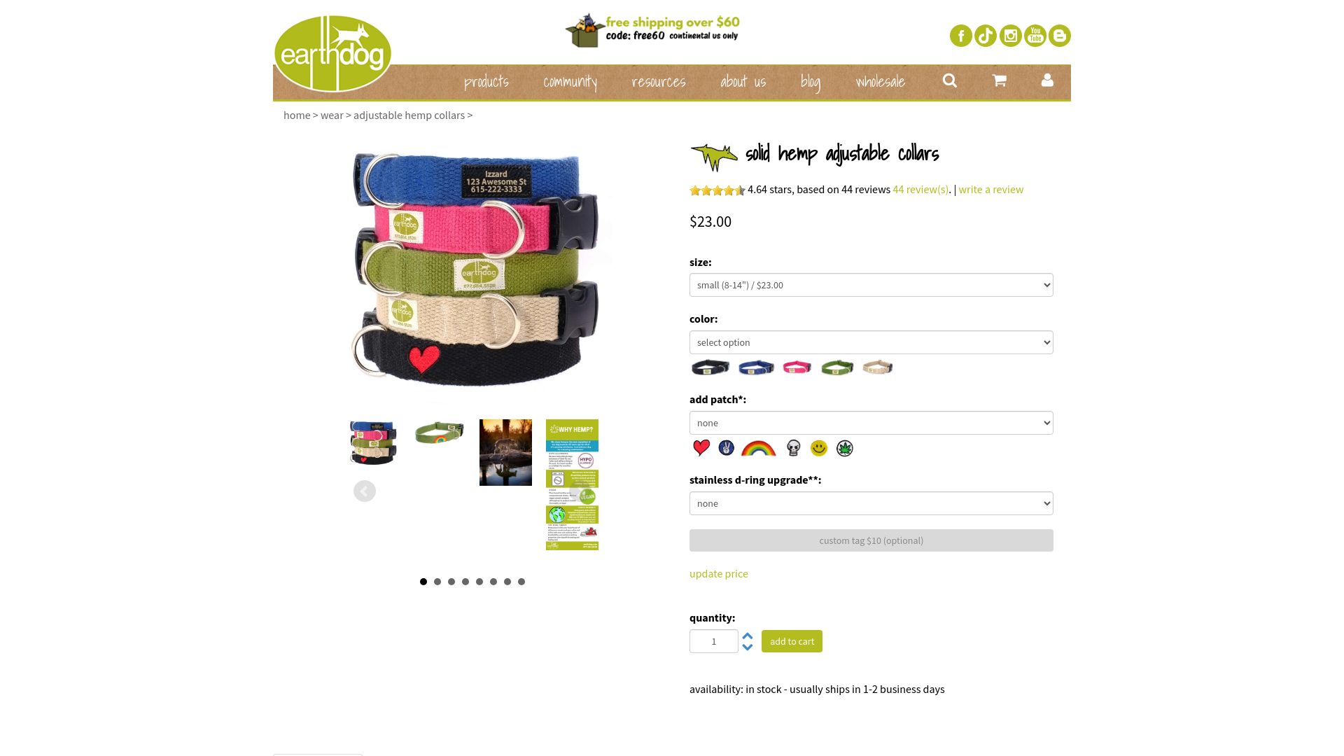 https://earthdog.com/solid-hemp-adjustable-collars.html