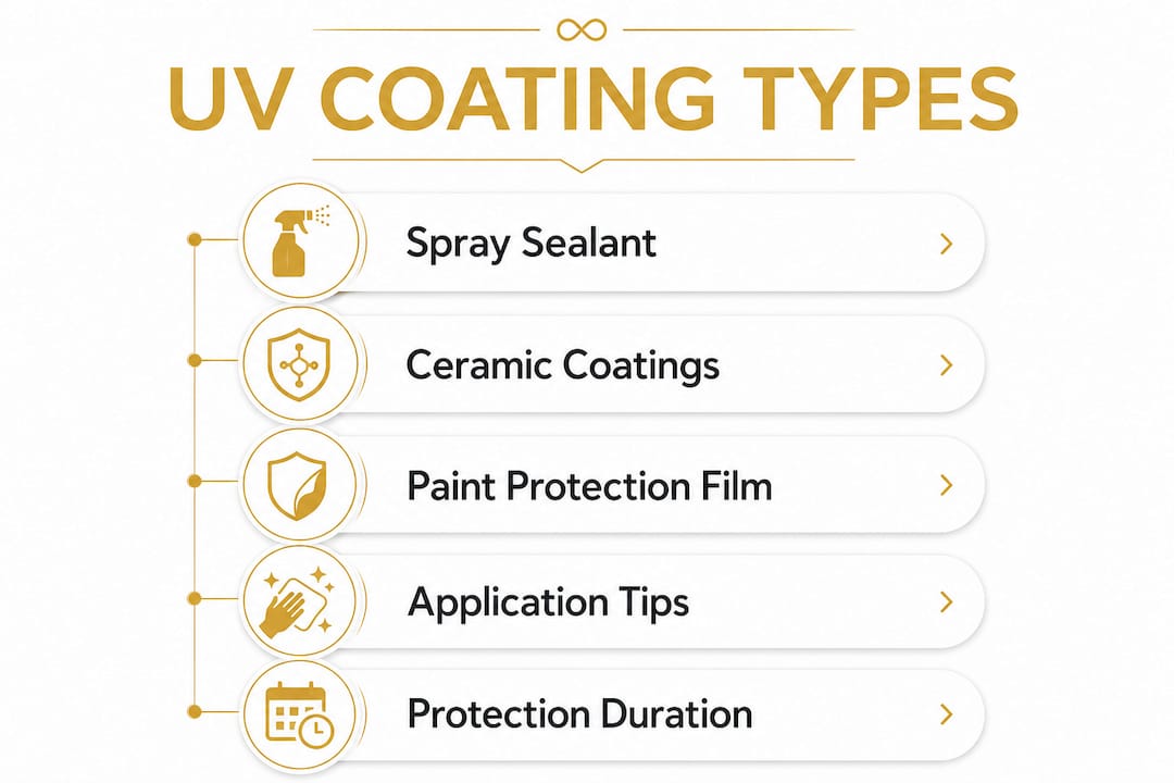Infographic illustrating types of UV headlight coatings