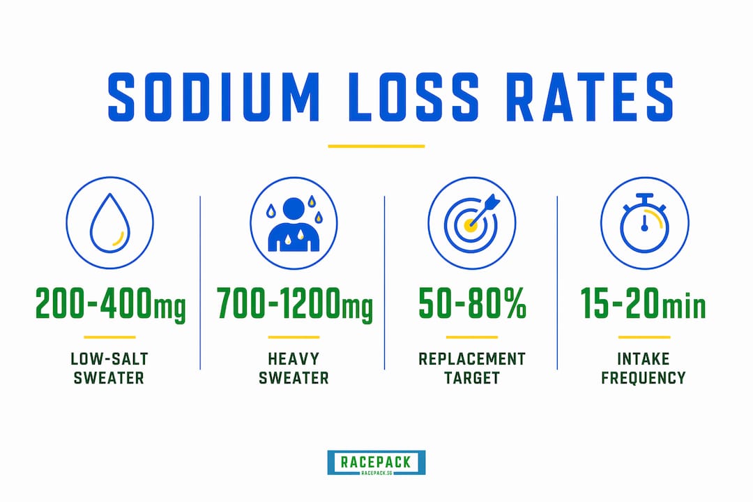 Infographic showing sodium loss and replacement rates