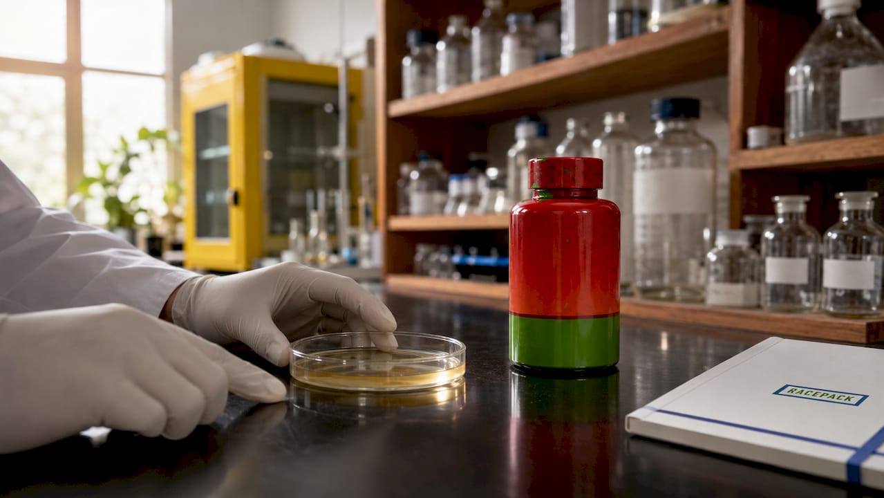 Scientist handling vitamin B solution in lab petri dish