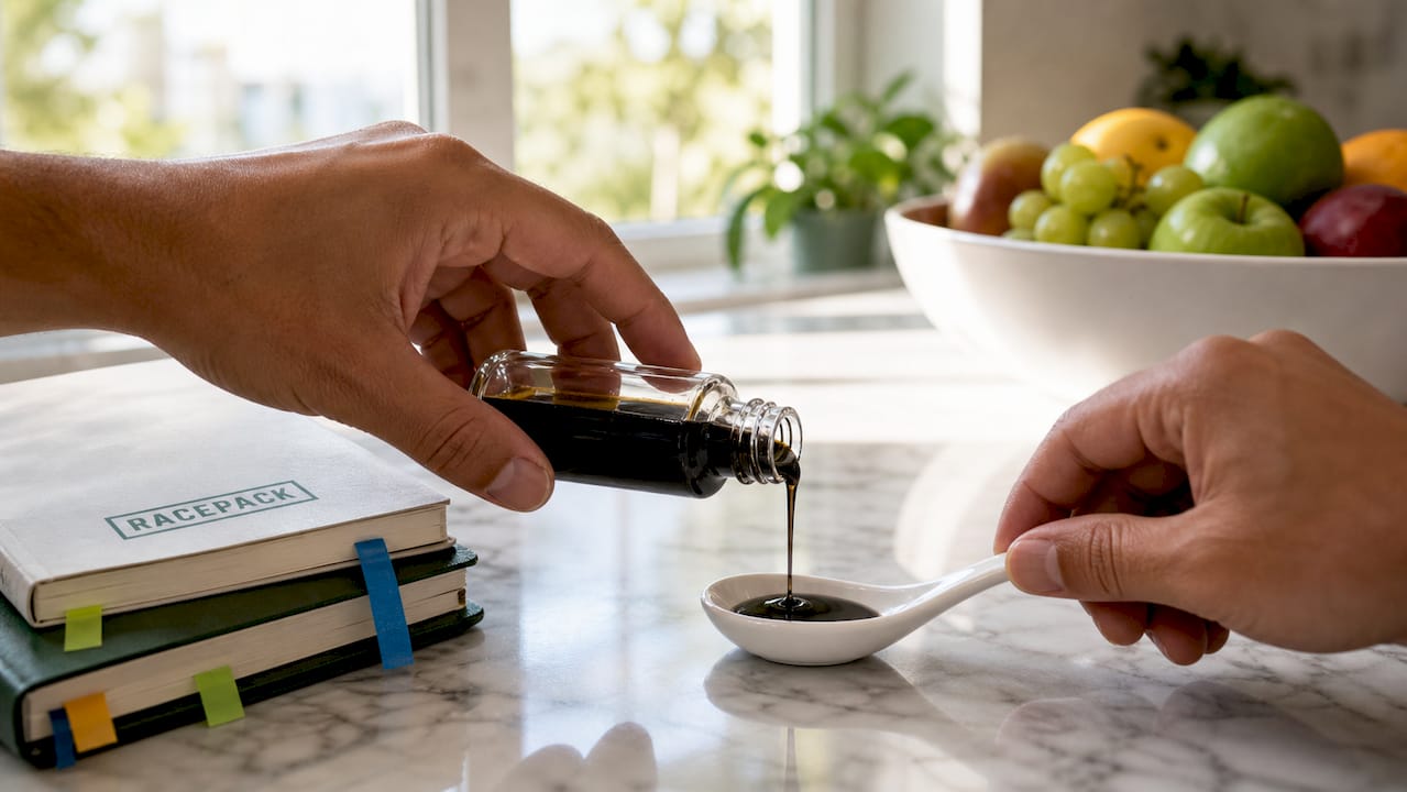 Hands holding small bottle of black seed oil