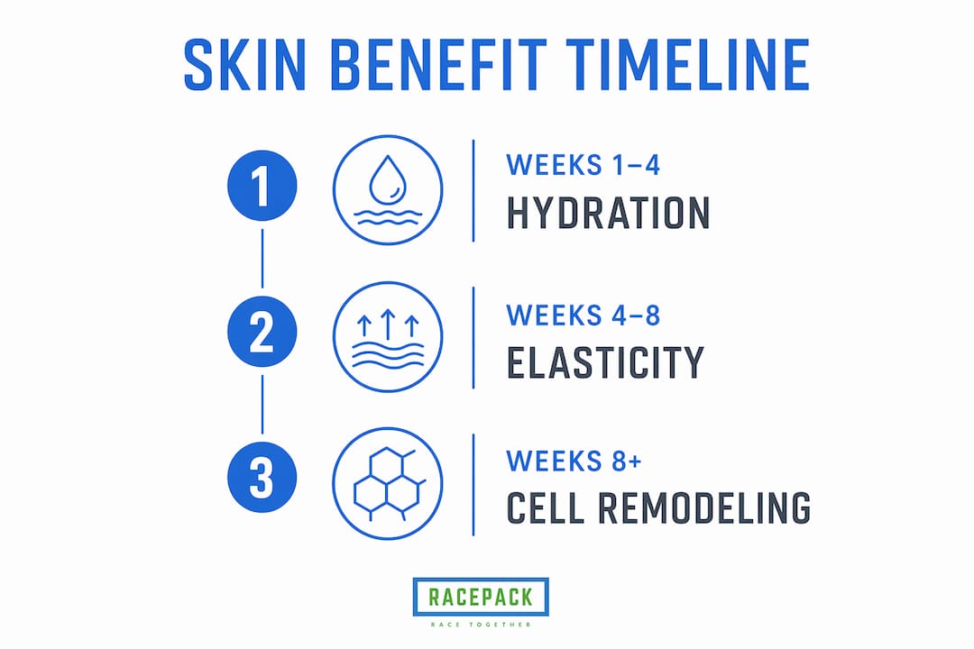Infographic illustrating skin benefit timeline