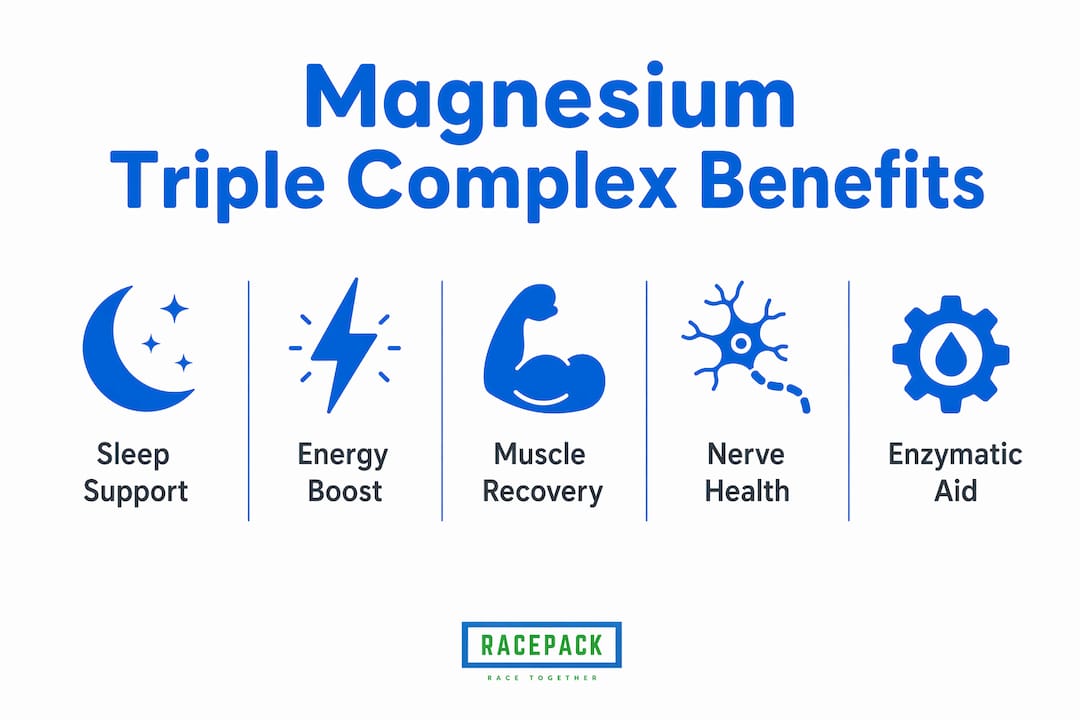 Infographic illustrating benefits of magnesium triple complex