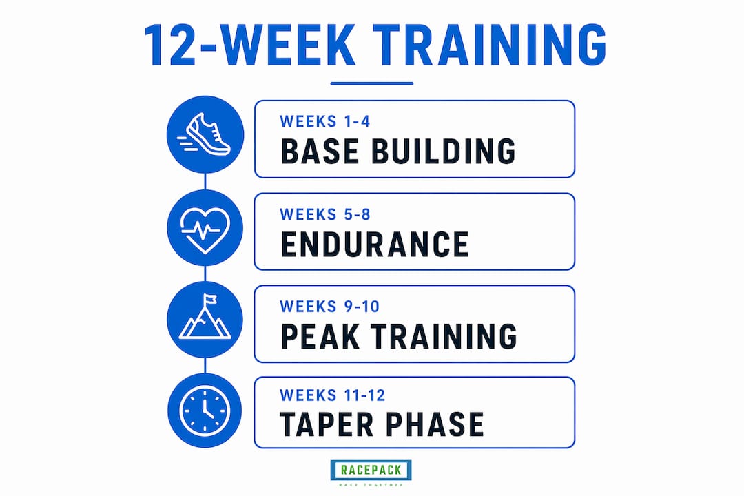 Infographic outlining 12-week training phases