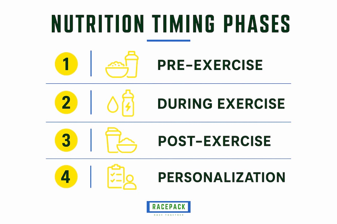 Infographic showing sport nutrition timing phases