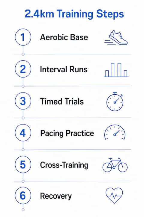 Infographic showing step-by-step 2.4km IPPT training plan