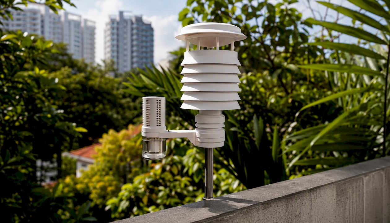 Close-up weather humidity sensor outdoors
