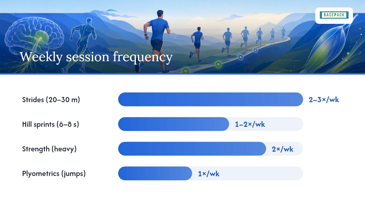 Infographic of neuromuscular training session types and loads