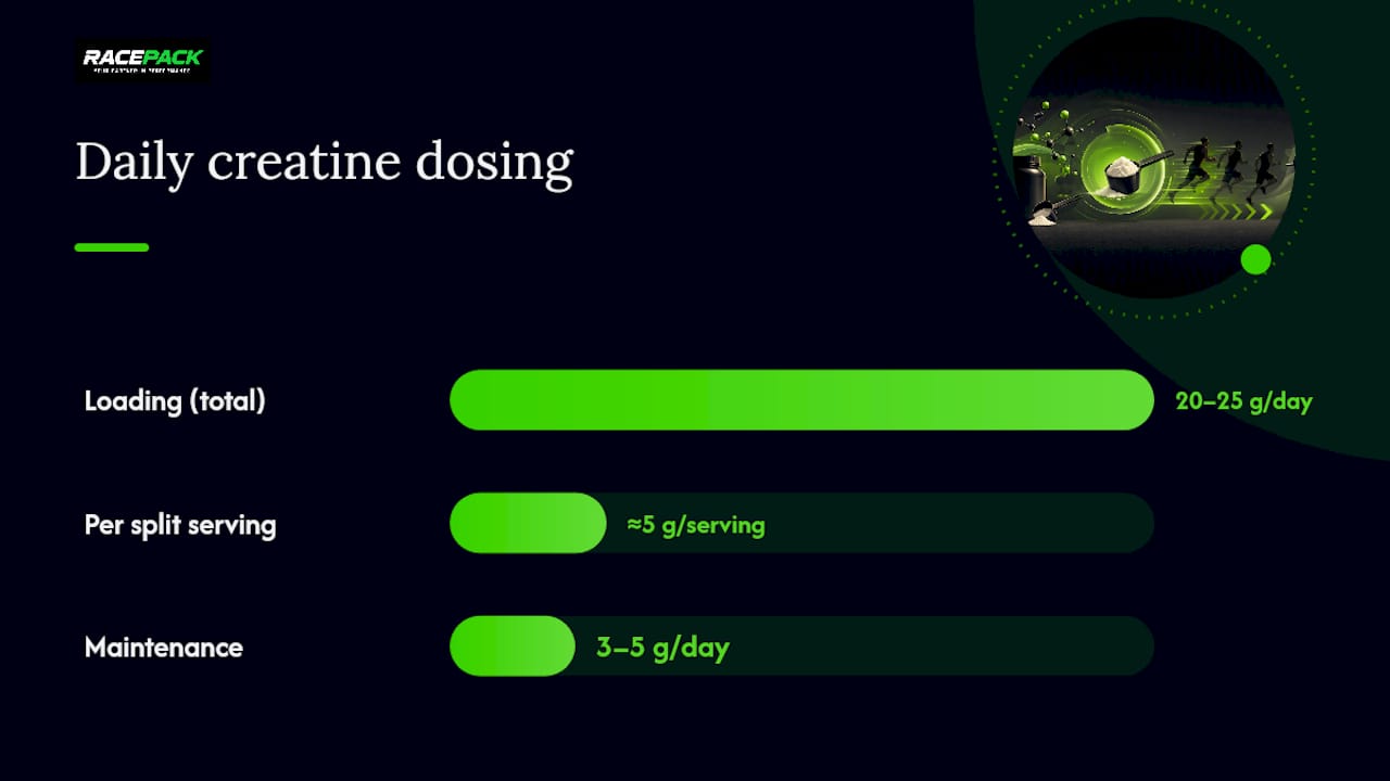 Diagram comparing creatine loading and maintenance dosing protocols