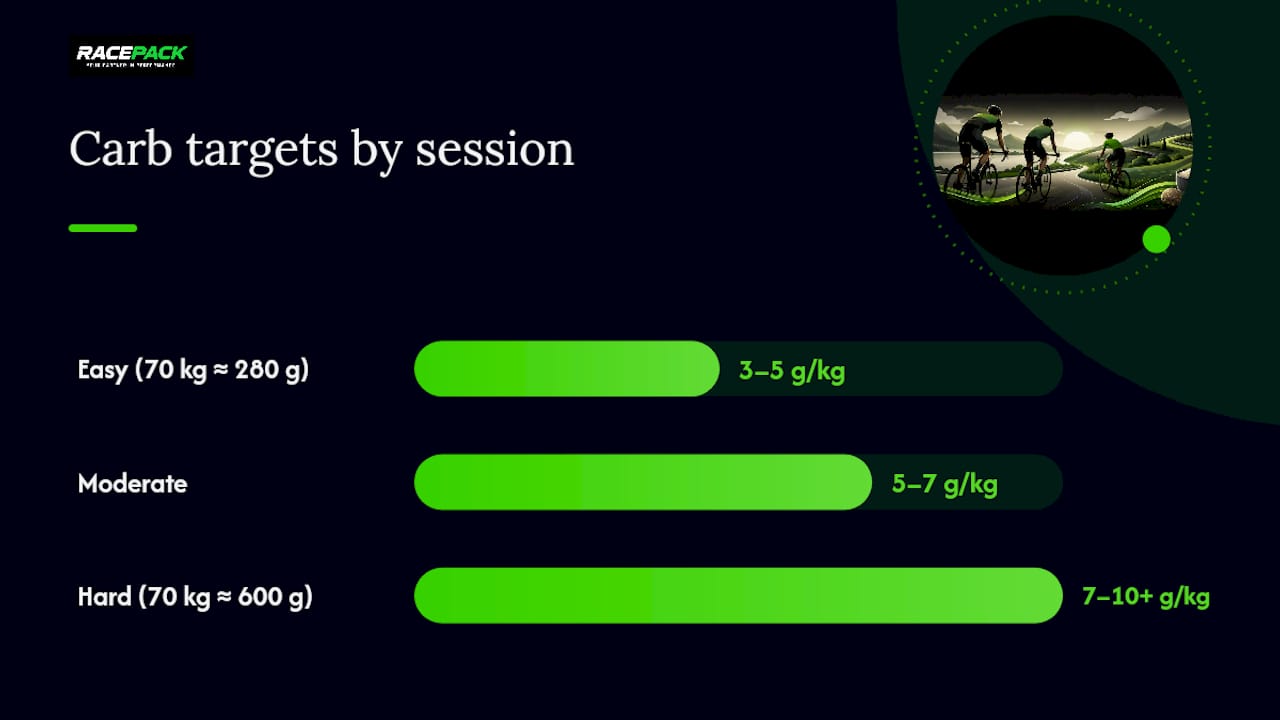 Carbohydrate targets by cycling training load