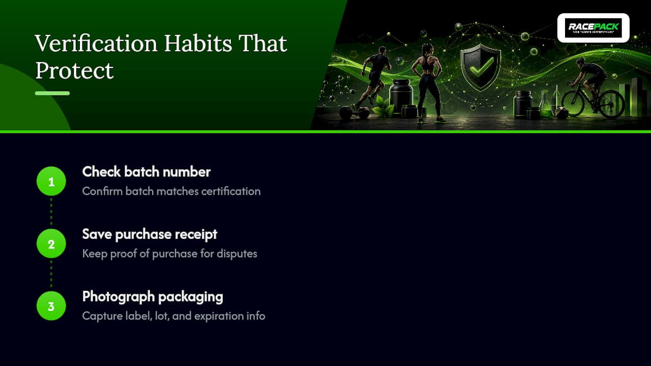 Three steps for verifying supplement purchase