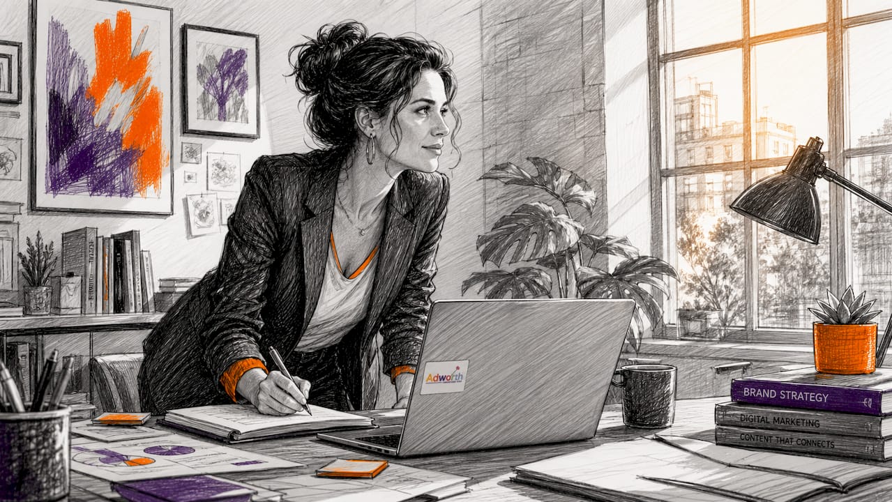 Een vrouw is bezig met het optimaliseren van online advertenties.