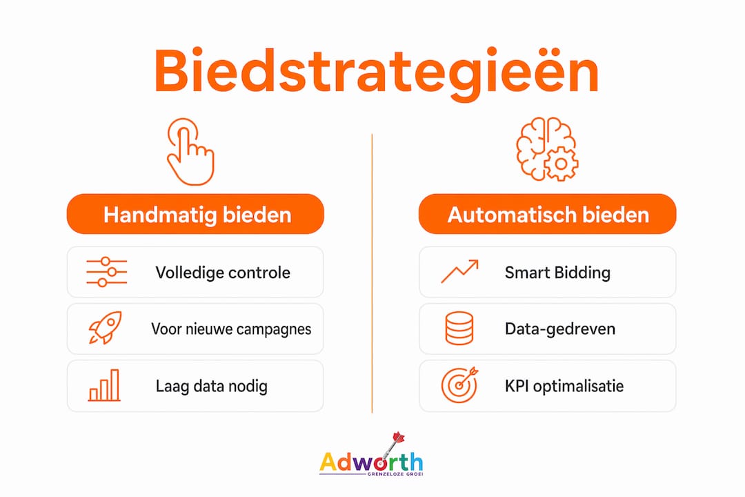 Infographic: handmatig bieden versus automatisch bieden in één oogopslag