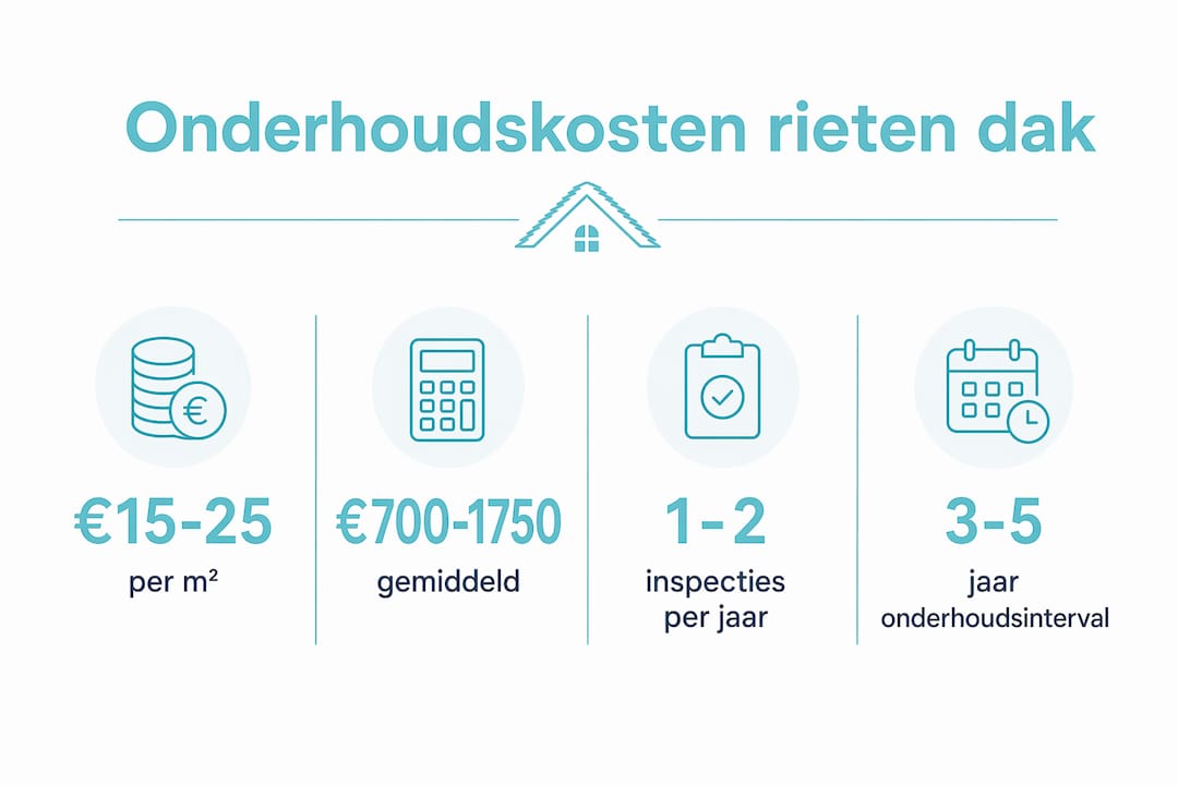 Overzichtelijke infographic met de belangrijkste cijfers over de onderhoudskosten van een rieten dak