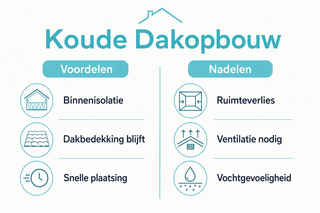 Overzichtelijke infographic met de plus- en minpunten van een koud dak