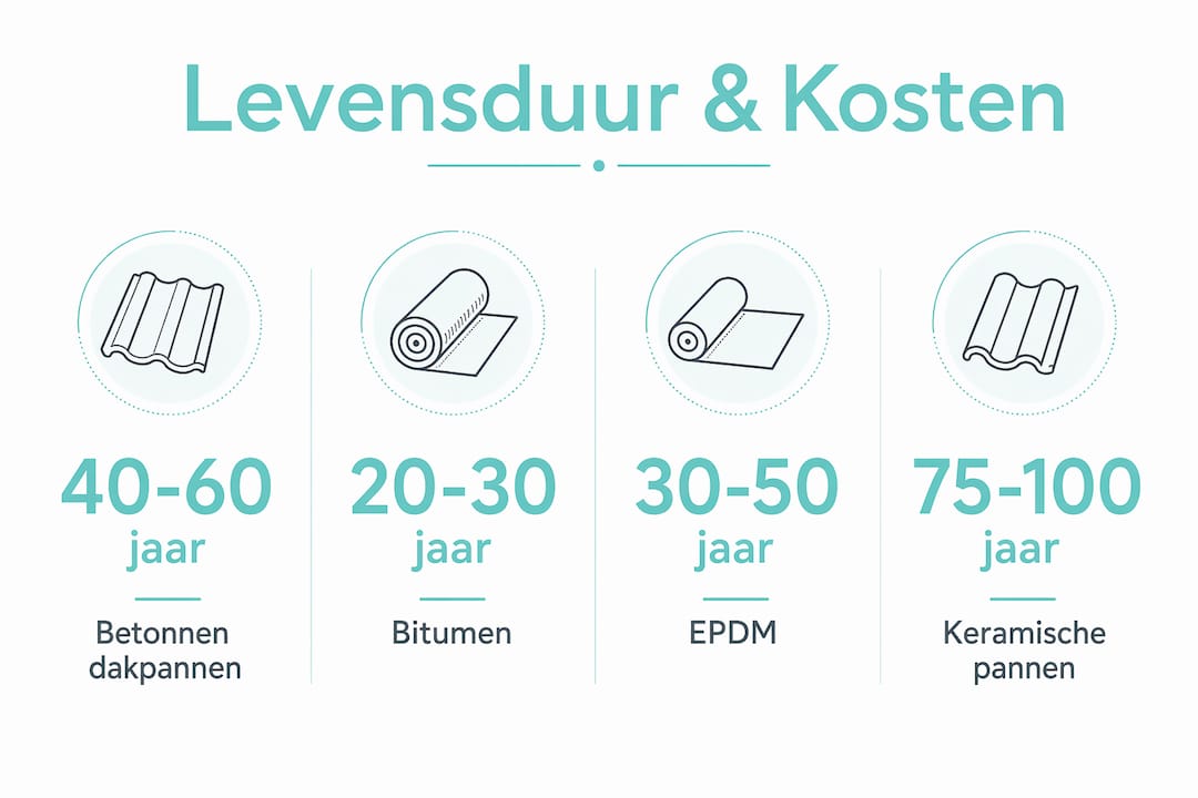 Overzicht: levensduur en kosten van verschillende soorten dakbedekking