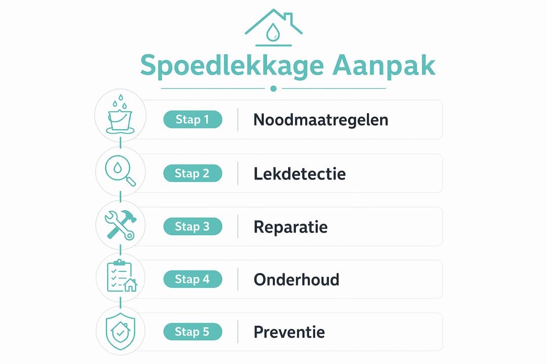 Overzichtelijke infographic: zo pak je een lekkage op een plat dak direct aan