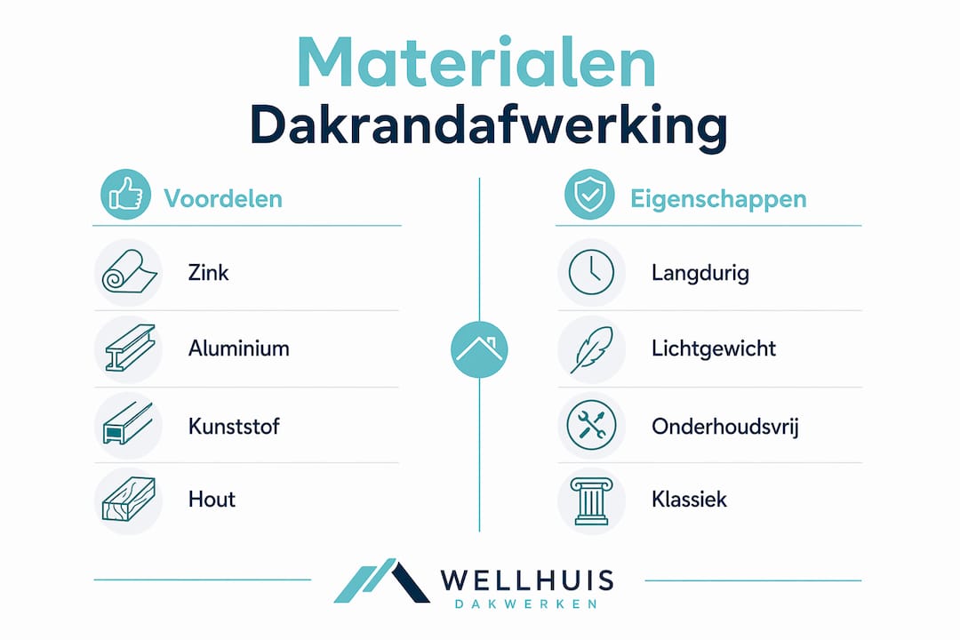 Overzicht: materialen voor dakrandafwerking vergeleken in een infographic