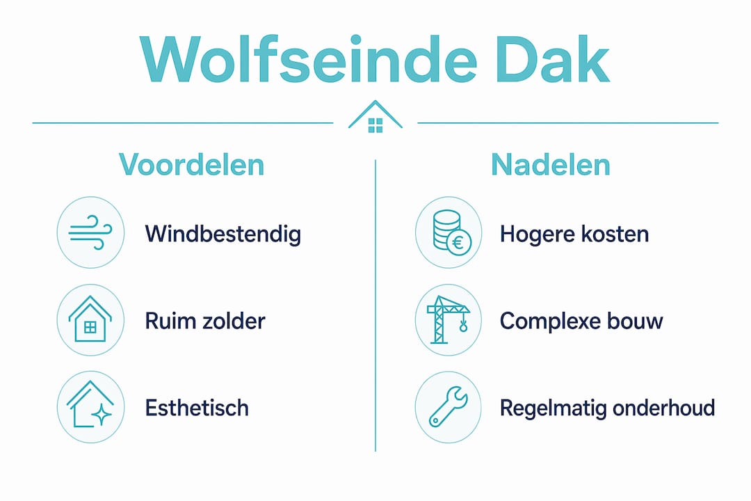 Overzichtelijke infographic met de plus- en minpunten van een wolfseinddak