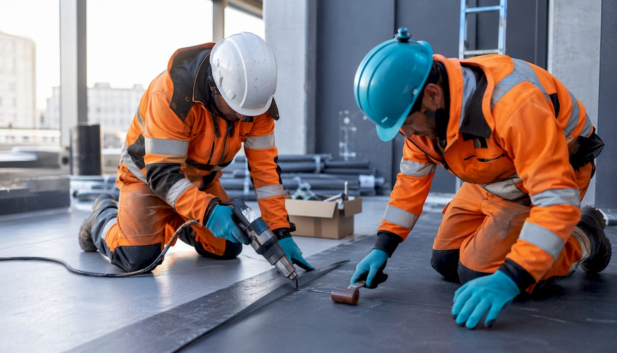 Laswerkzaamheden aan platte daken met PVC-dakbedekking
