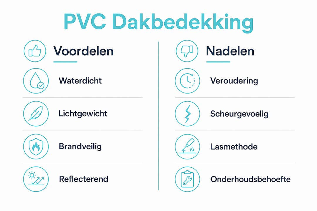 Overzicht: de plus- en minpunten van een PVC dakbedekking op een rij