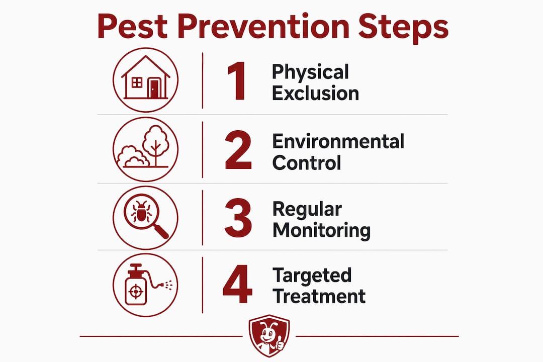 Infographic showing steps of pest prevention process