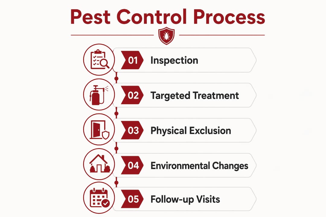 Infographic showing pest control process steps
